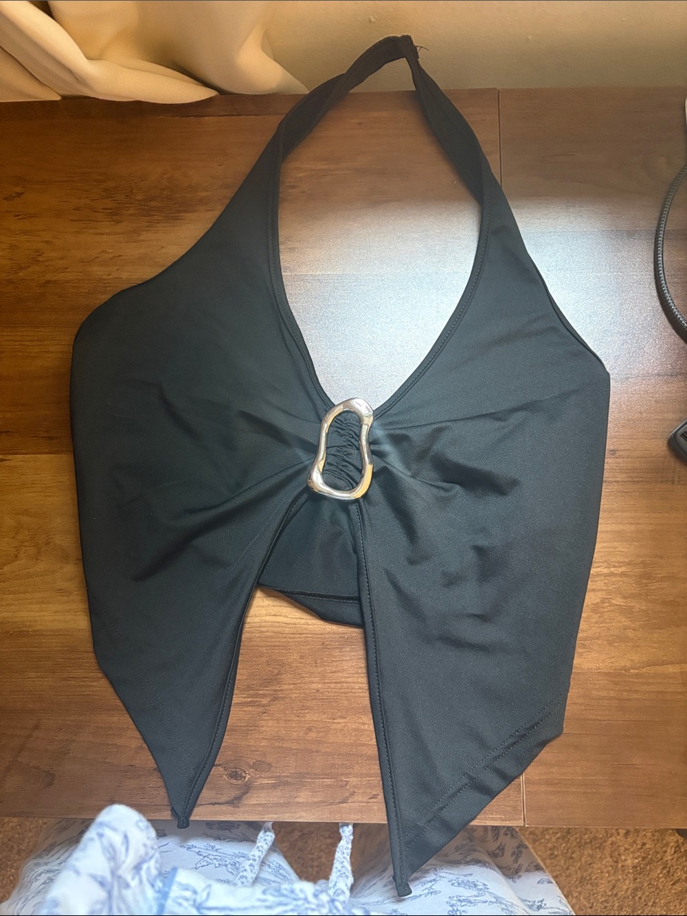 Black Halter Top with Silver Accent